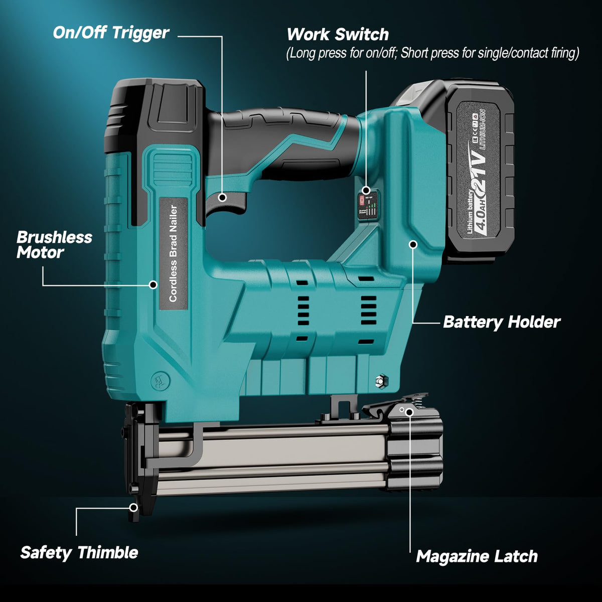 Cordless 18 Gauge 2 in 1 Brad Nailer Z809
