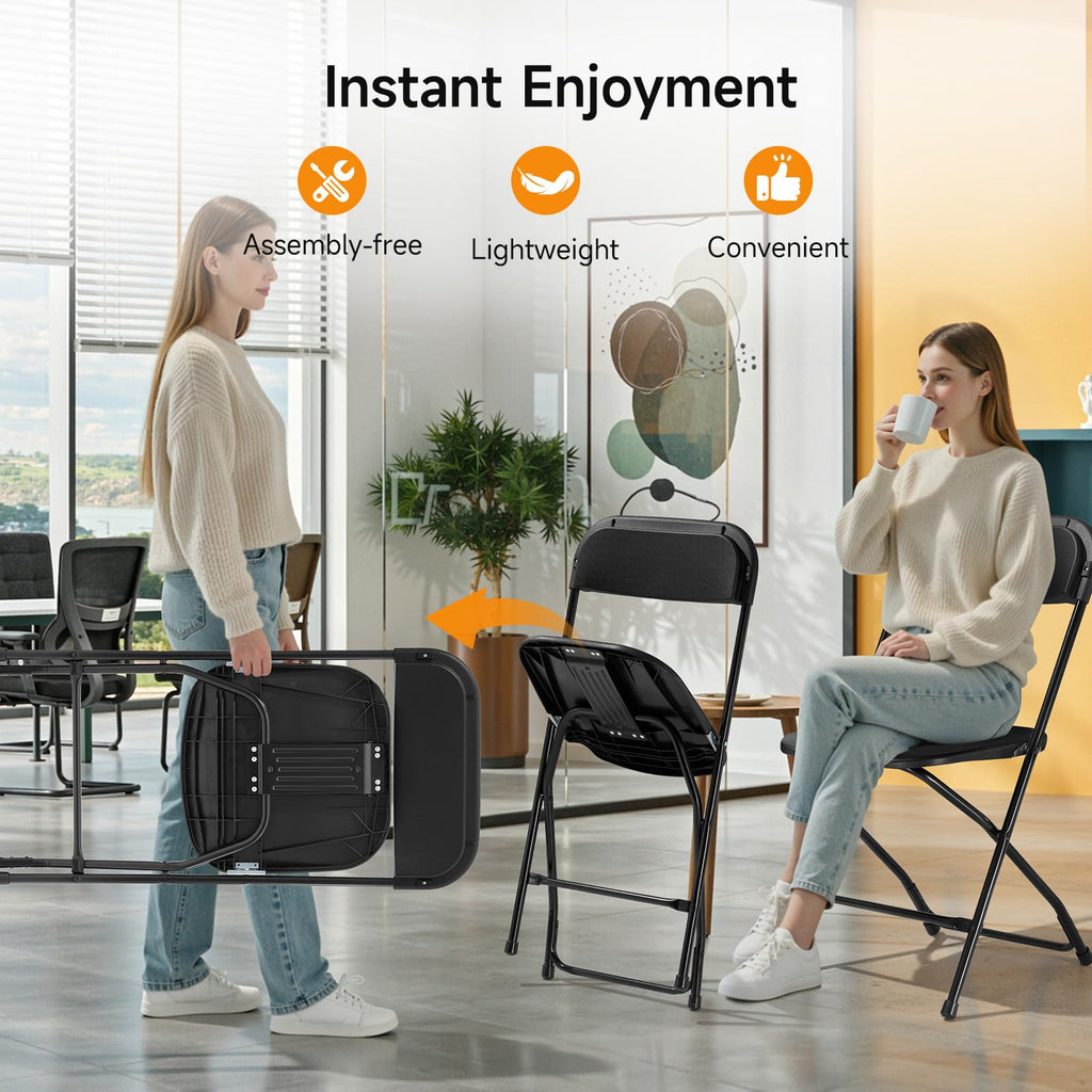 Folding Chairs 10 Pack 550LBS Capacity Heavy Duty Black I521