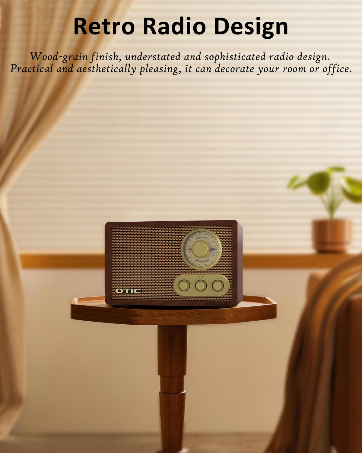 Vintage Wood AM/FM Bluetooth Radio with Speakers C959