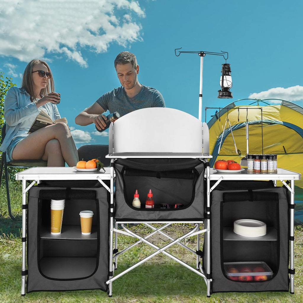 Folding Aluminum Camping Kitchen Table with Storage Bag P253604