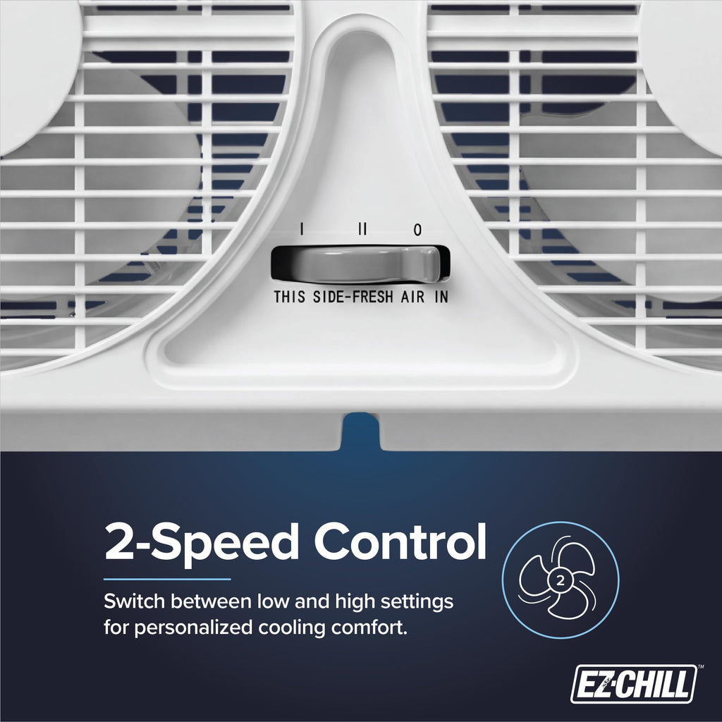 9" Twin Window Fan with Manual Reversible Airflow, 2 Speed, White T471128