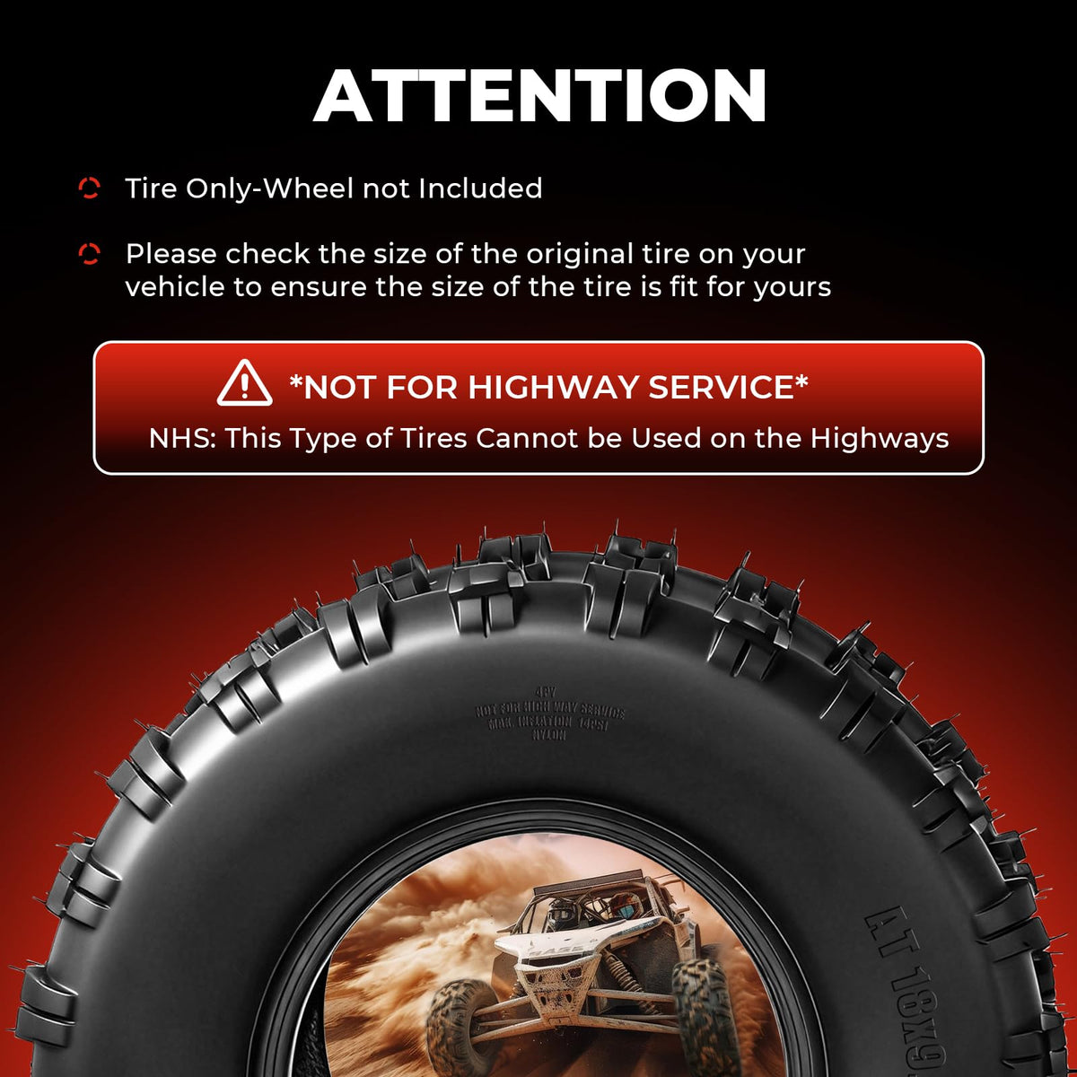 Set of 2 18x9.5-8 Tubeless All-Terrain Tires R5991