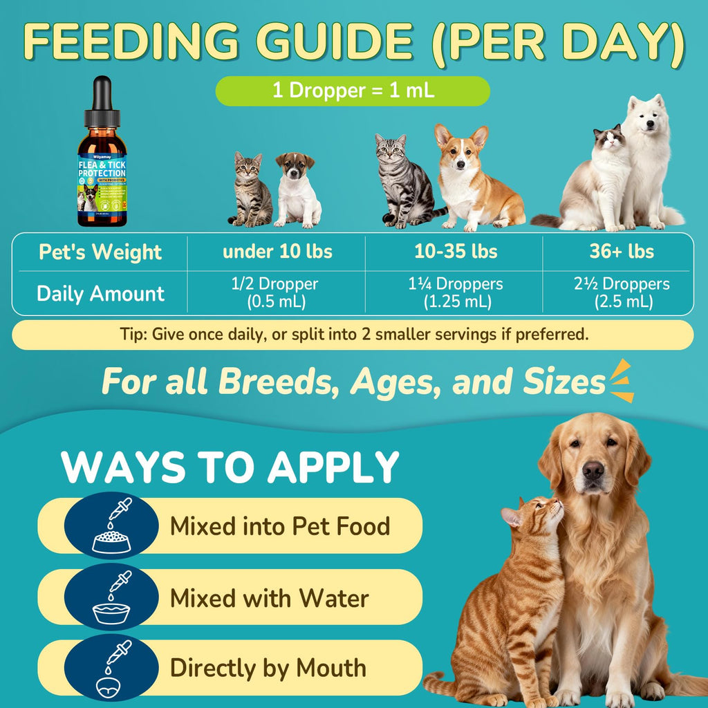 Flea and Tick Prevention Drops with Probiotics H678