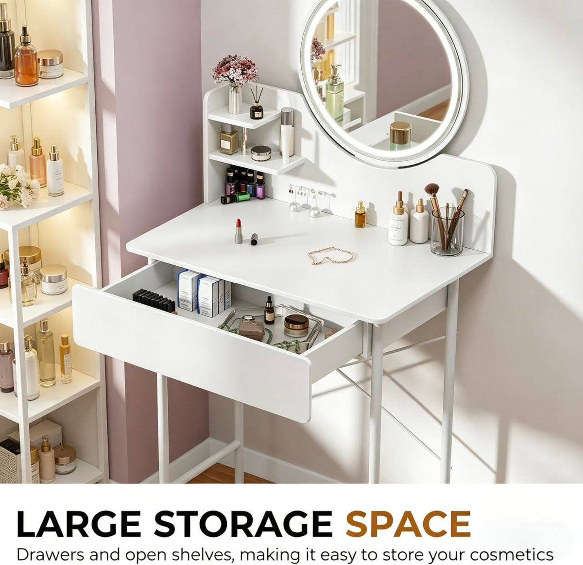 Vanity Desk with Mirror and LED Lights H792