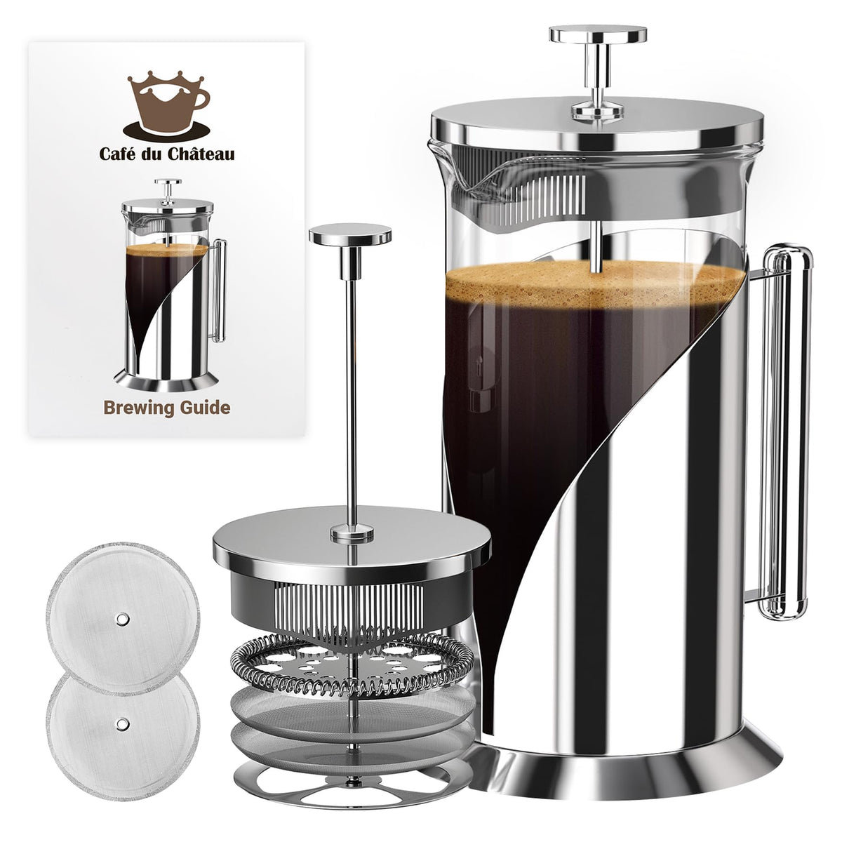 French Press Coffee Maker 34 oz Glass Stainless Steel E883443