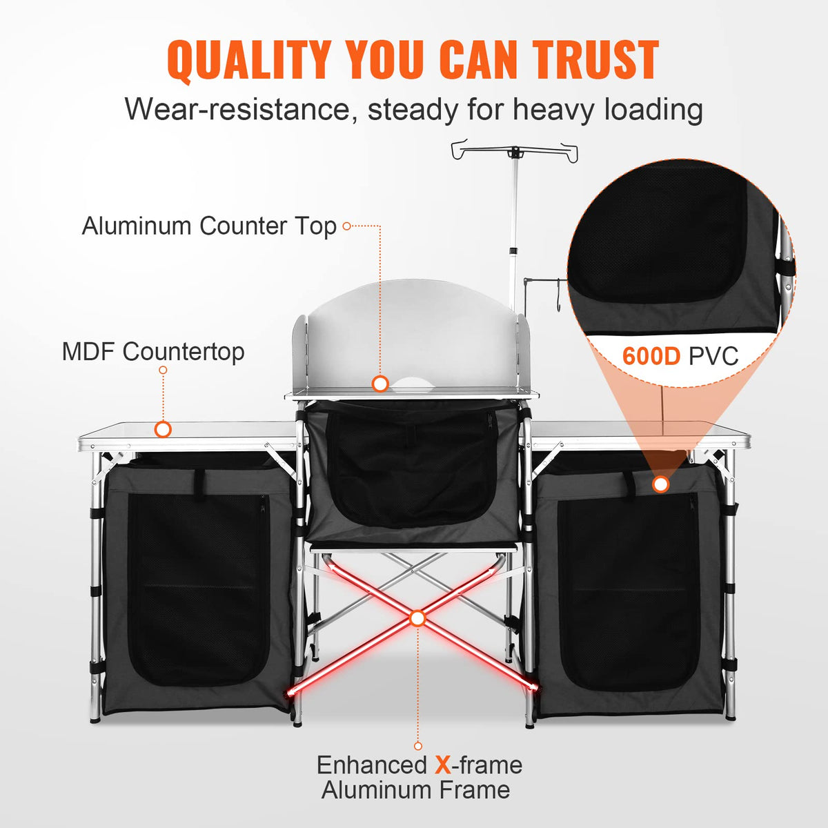 Folding Aluminum Camping Kitchen Table with Storage Bag P253604