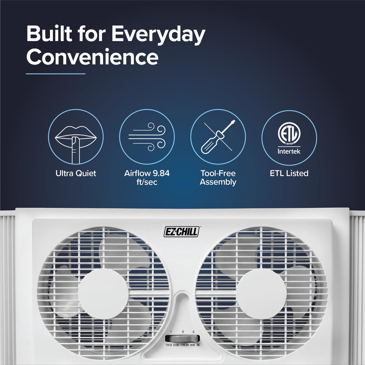 9" Twin Window Fan with Manual Reversible Airflow, 2 Speed, White T471128