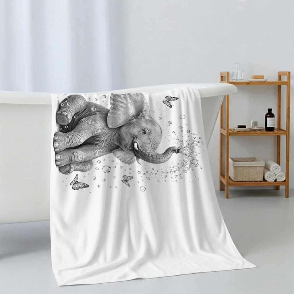 Gray Elephant Butterfly 3 Pack Cotton Bath Towel Set M33509