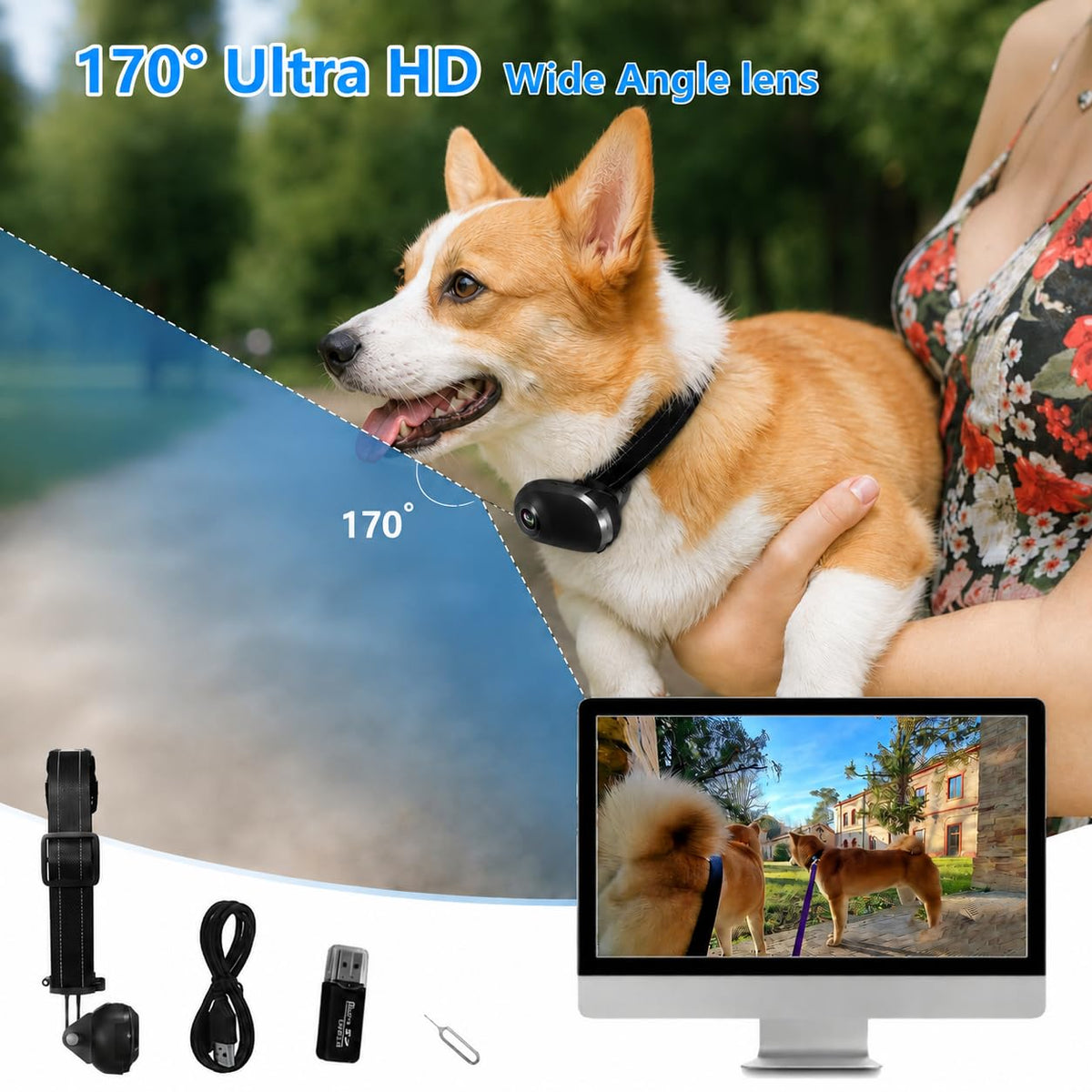 1080P Wireless Mini Pet Camera Collar H35693