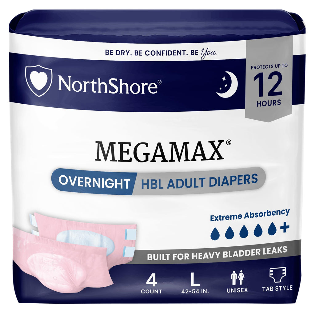 Large Adult Diapers with Tabs, Pink, 4 Count D4543