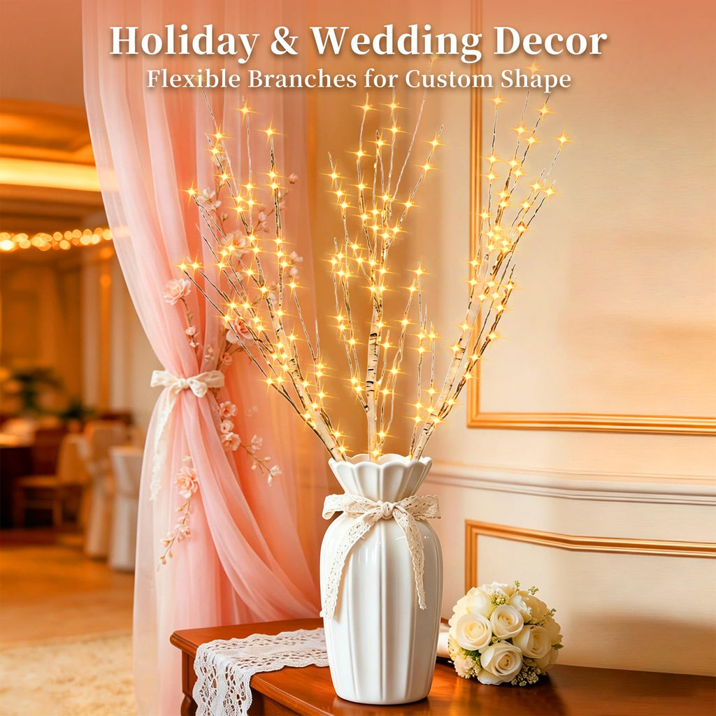 Lighted Birch Branches with Timer 33IN 180 LED Lights Y699902