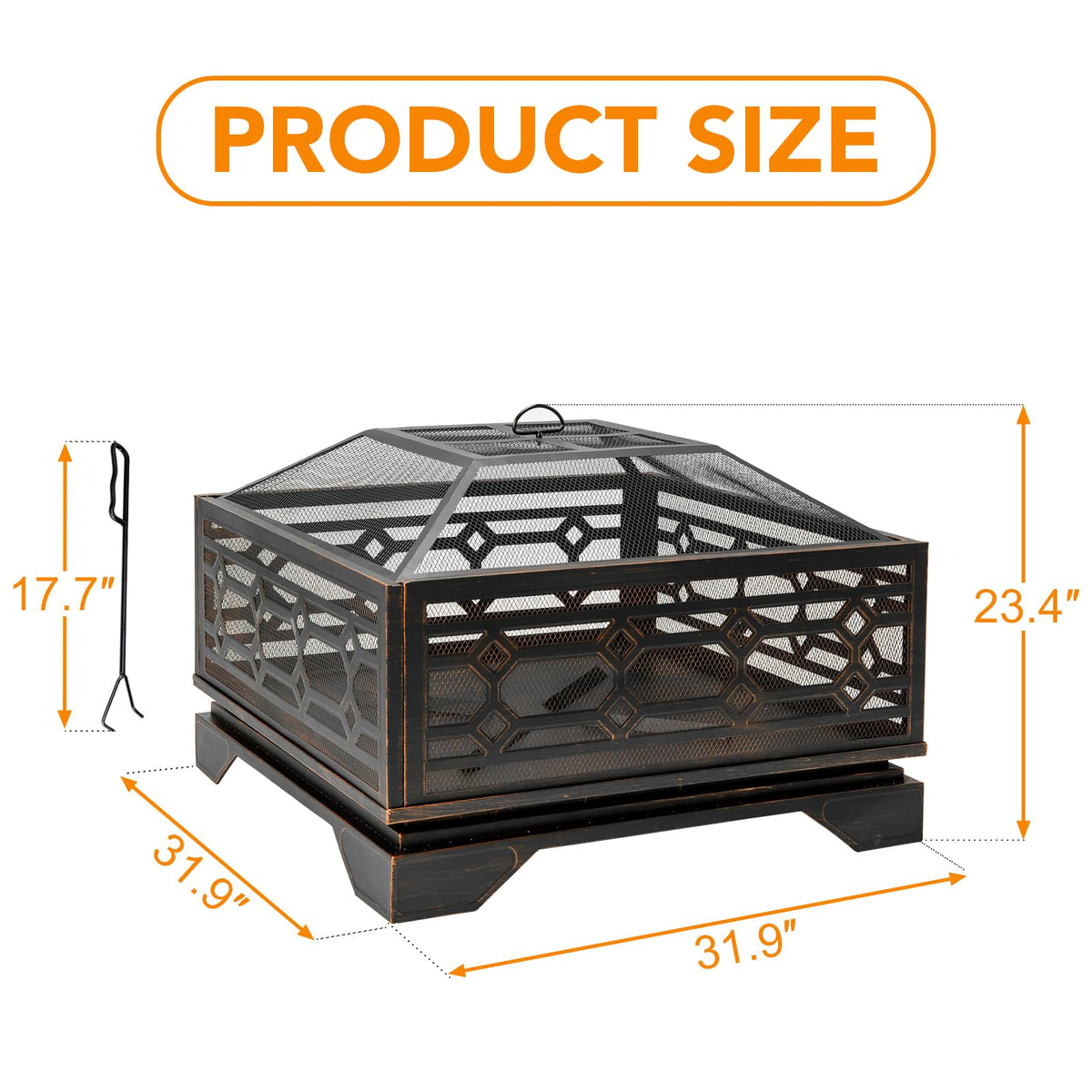 32 Inch Wood Burning Outdoor Fire Pit D951