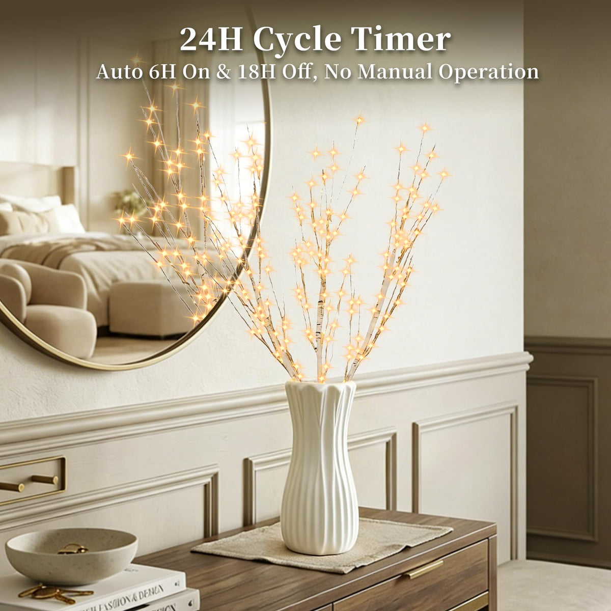 Lighted Birch Branches with Timer 33IN 180 LED Lights Y699902