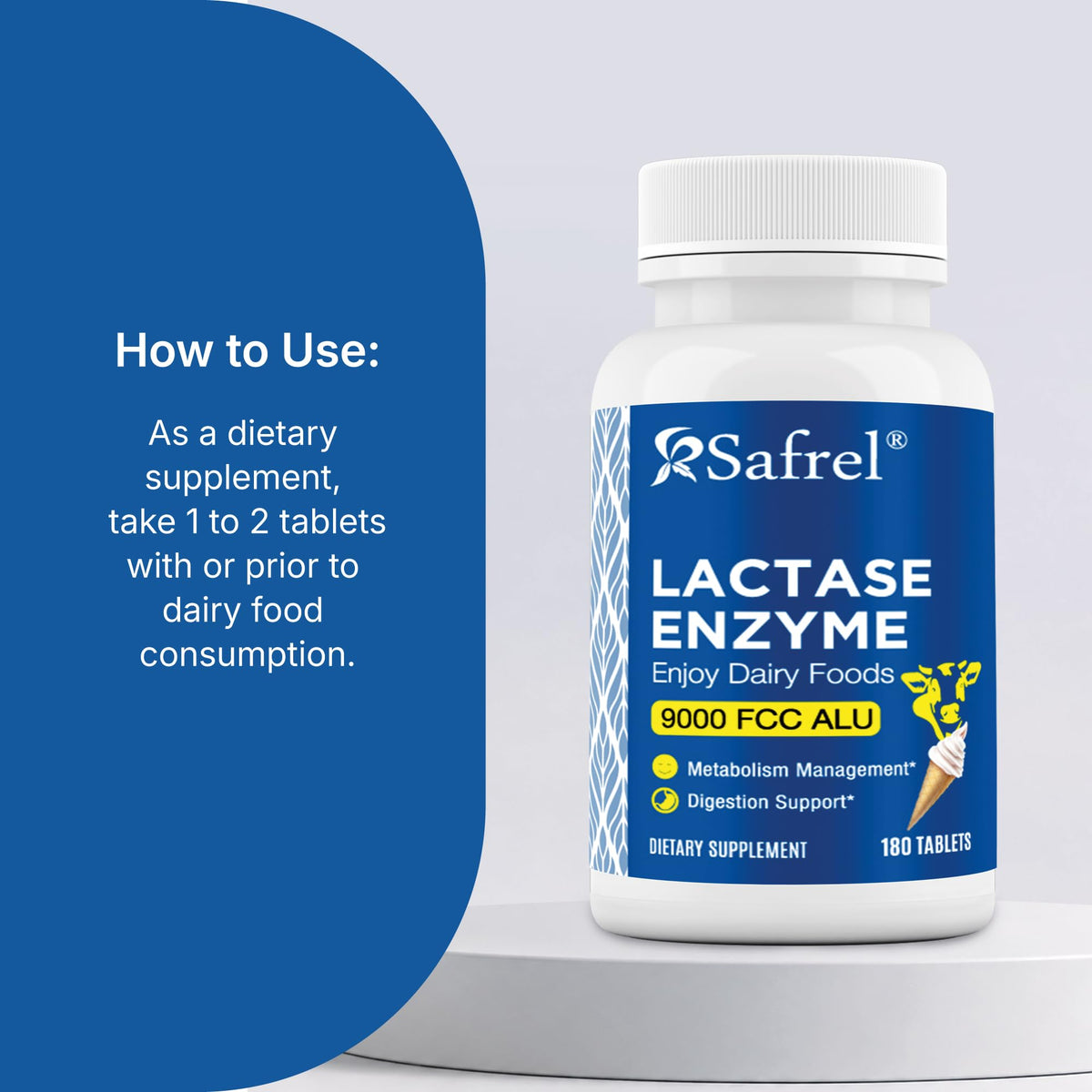 Lactase Enzyme 9000 FCC Unflavored Tablets 180 Ct Y172892