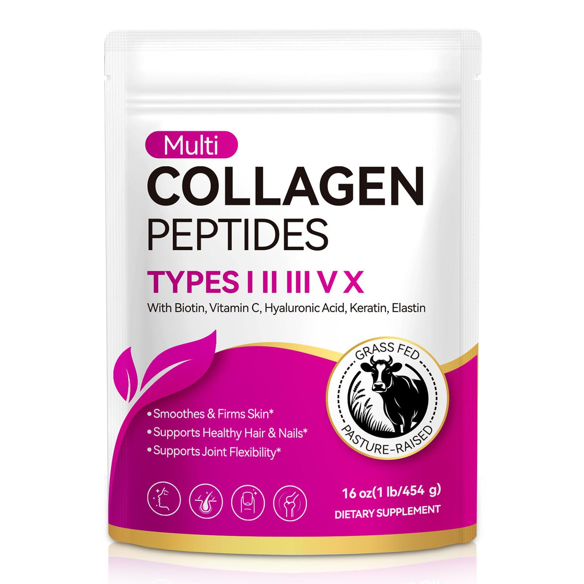 Unflavored Hydrolyzed Collagen Peptides Powder 16 oz R826