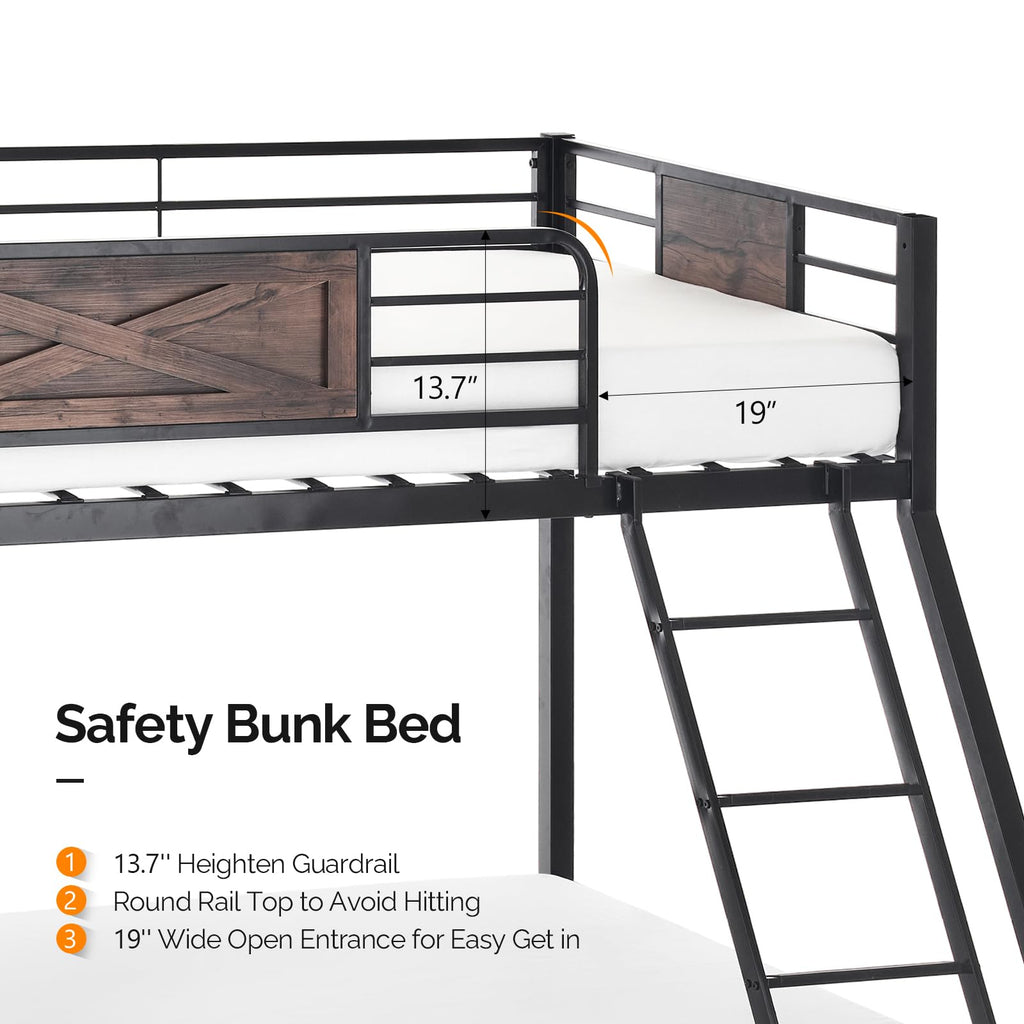 Twin Over Full Metal Bunk Bed with 2 Storage Drawers X4734