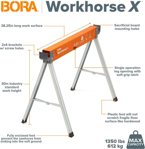 2 Pack Folding Heavy Duty Metal Sawhorse R349