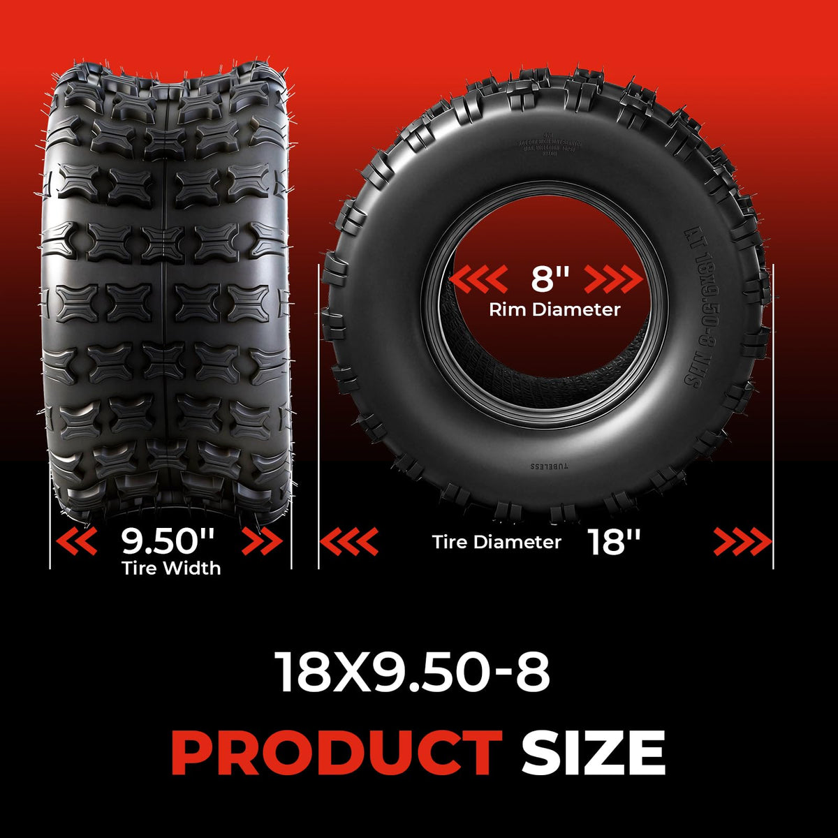 Set of 2 18x9.5-8 Tubeless All-Terrain Tires R5991