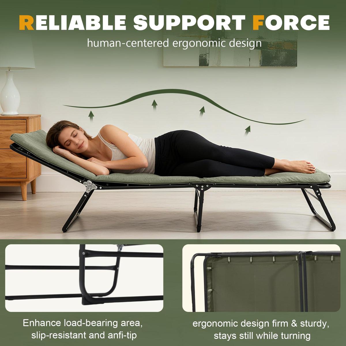 Camping Cot with Mattress Portable Folding Double Layer 1200D A19405