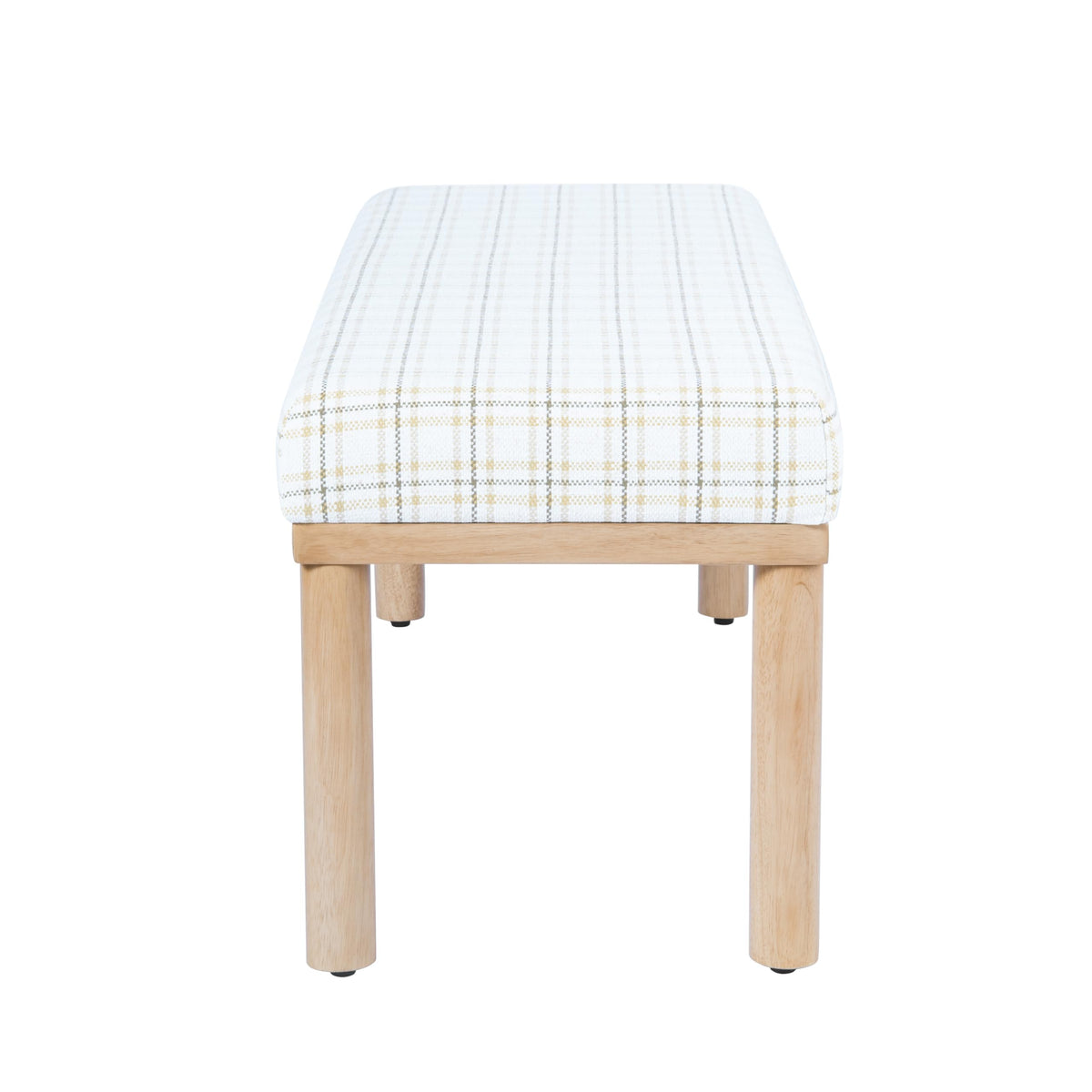 Natural Plaid Woven Fabric Bench F523