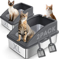2 Pack XL Stainless Steel Enclosed Cat Litter Box with Lid X92953