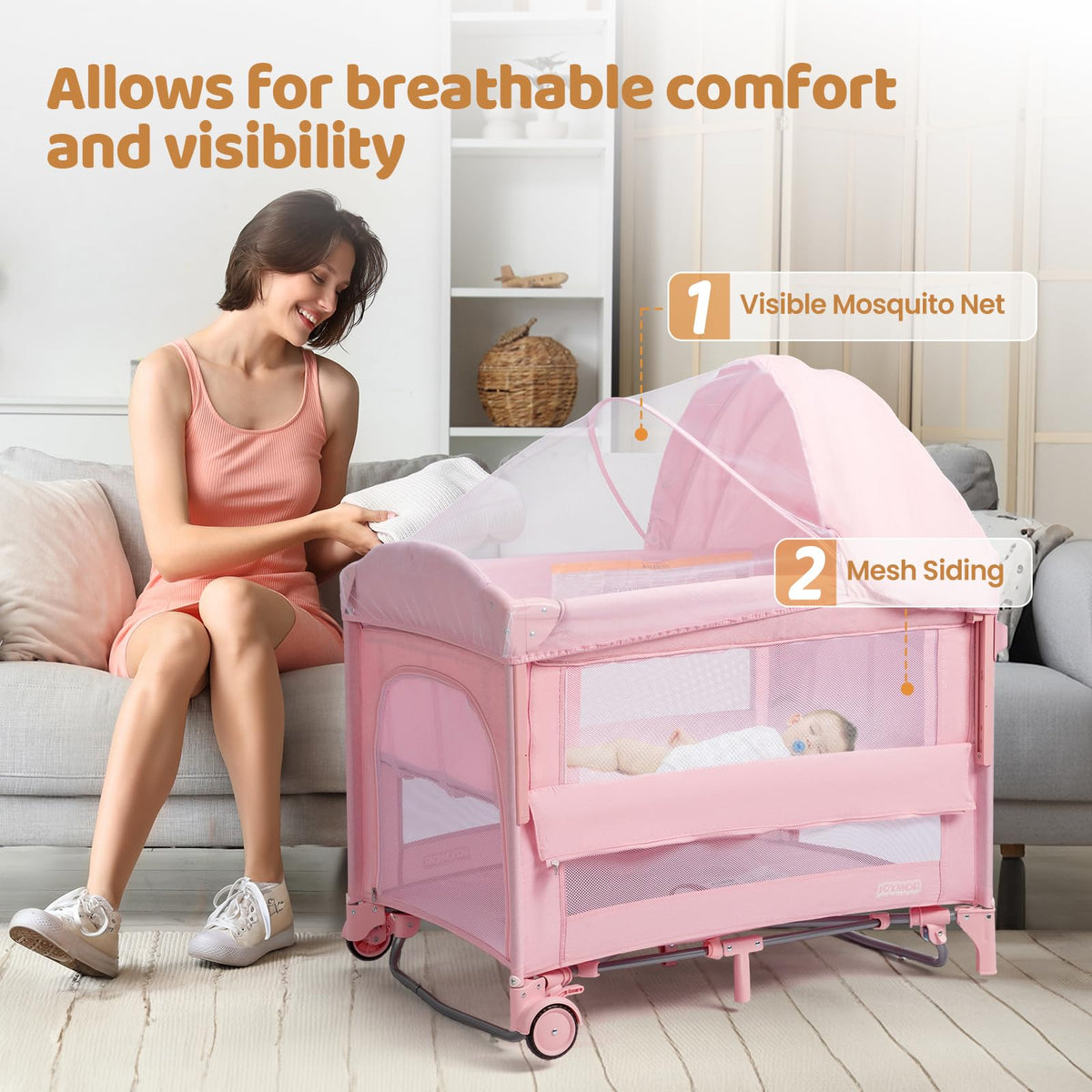9 in 1 Bedside Bassinet with Changing Table E435375