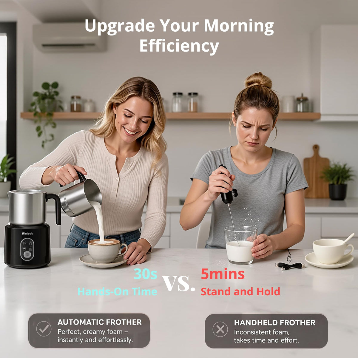 Detachable Milk Frother and Steamer 11.8oz R255
