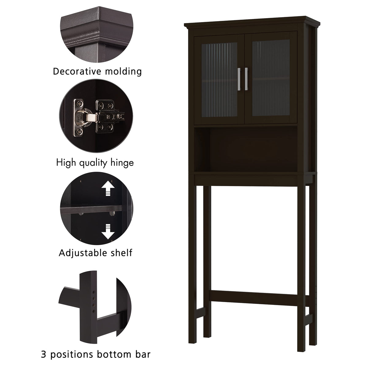 Over the Toilet Storage Cabinet with Glass Doors N8737