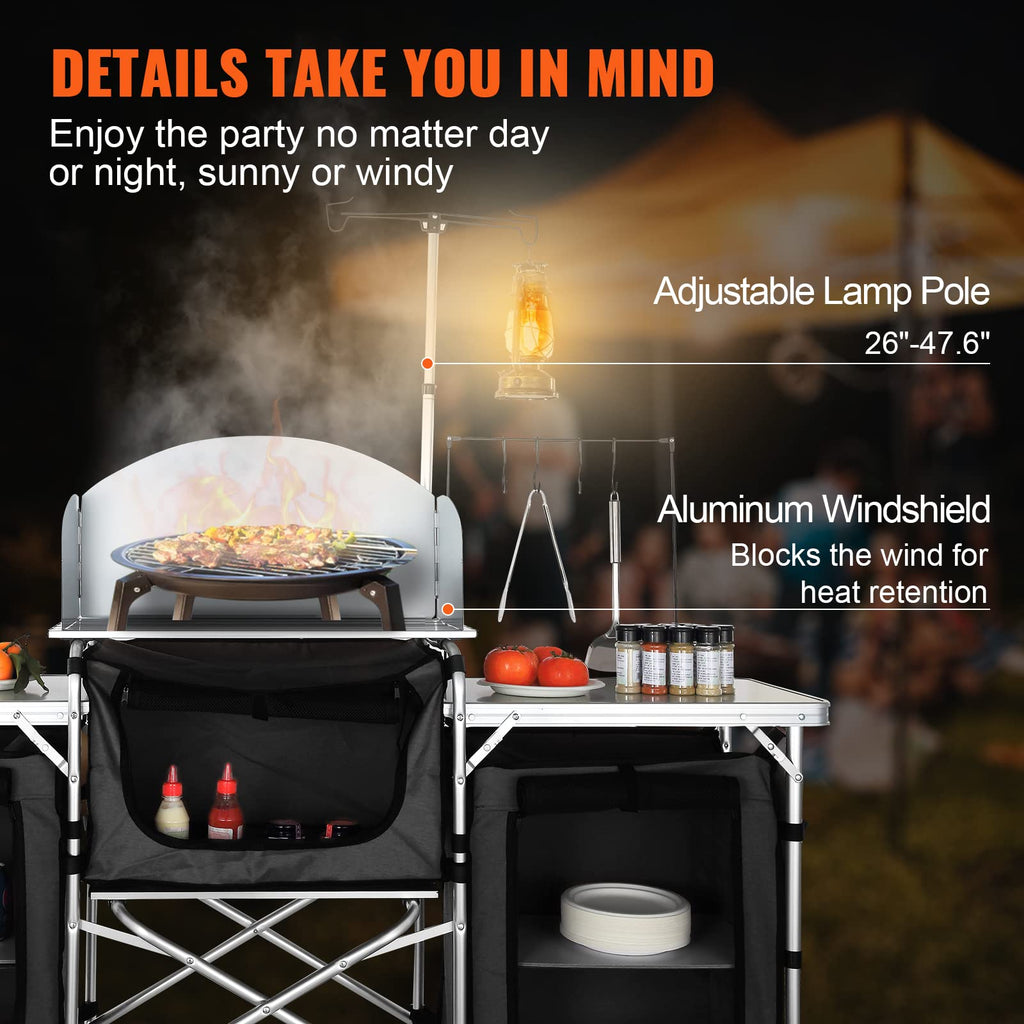 Folding Aluminum Camping Kitchen Table with Storage Bag P253604