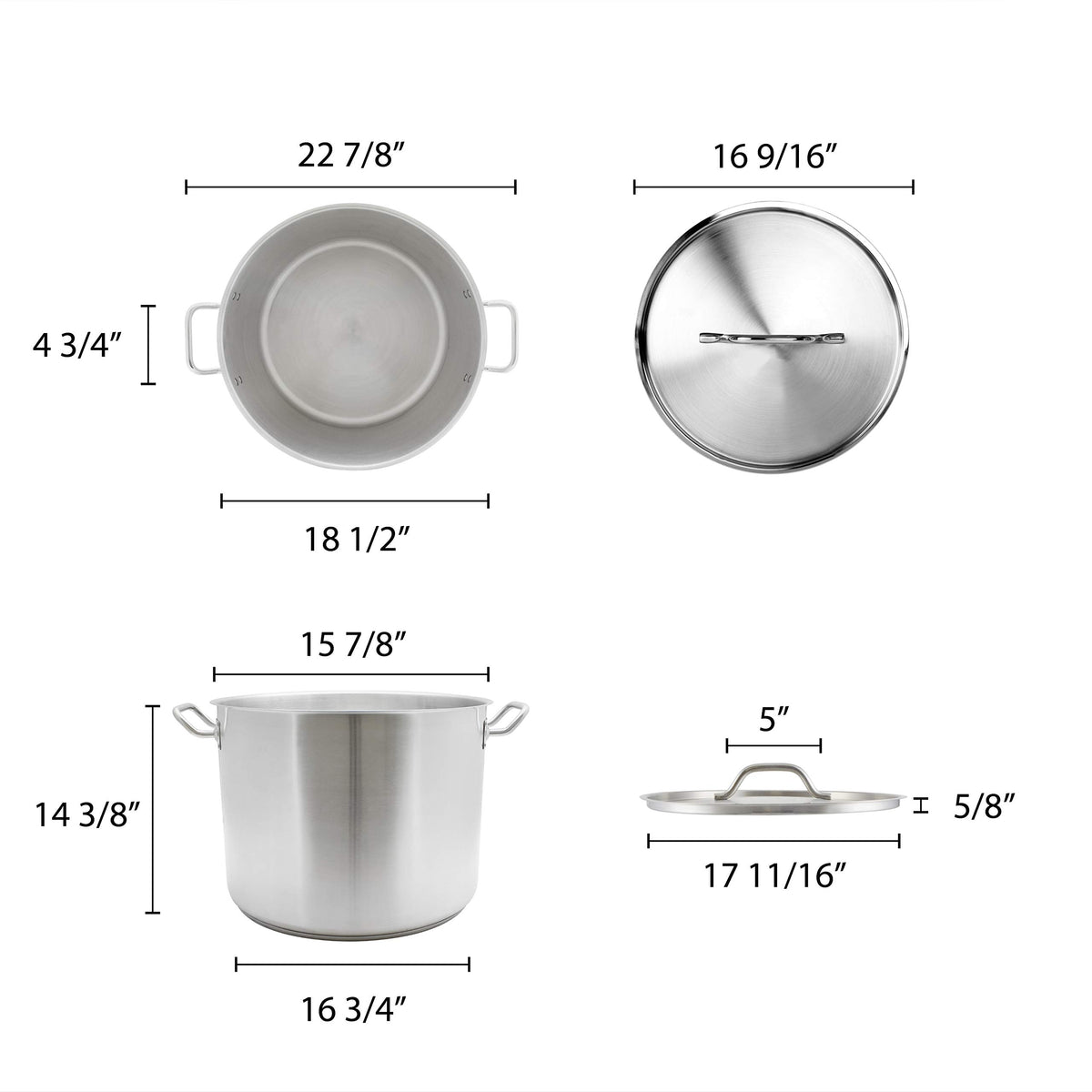 60 quart 18/8 Steel stock pot with lid G17186