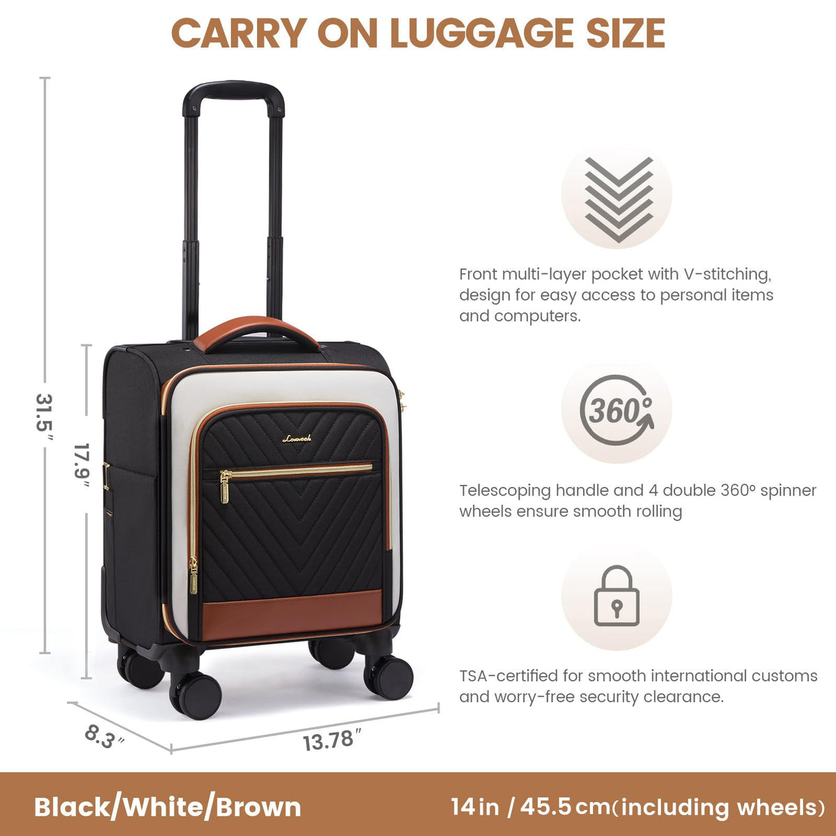 14 Inch Lightweight Spinner Carry On Suitcase with TSA Lock Q768679
