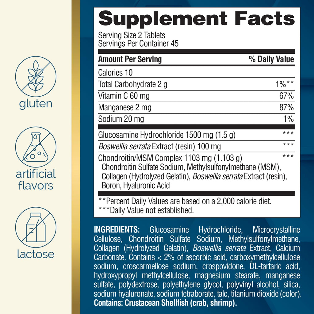 Triple Strength Glucosamine Chondroitin MSM 90 Tablets C245