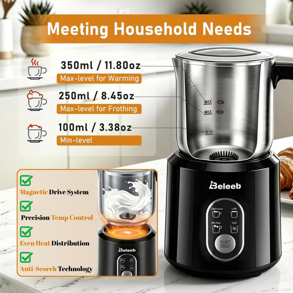 Detachable Milk Frother and Steamer 11.8oz R255