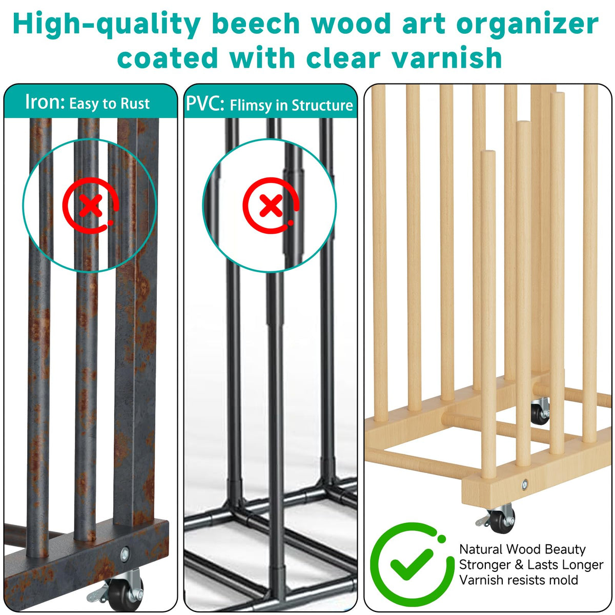 Canvas Storage Rack with Wheels and Handle C93070