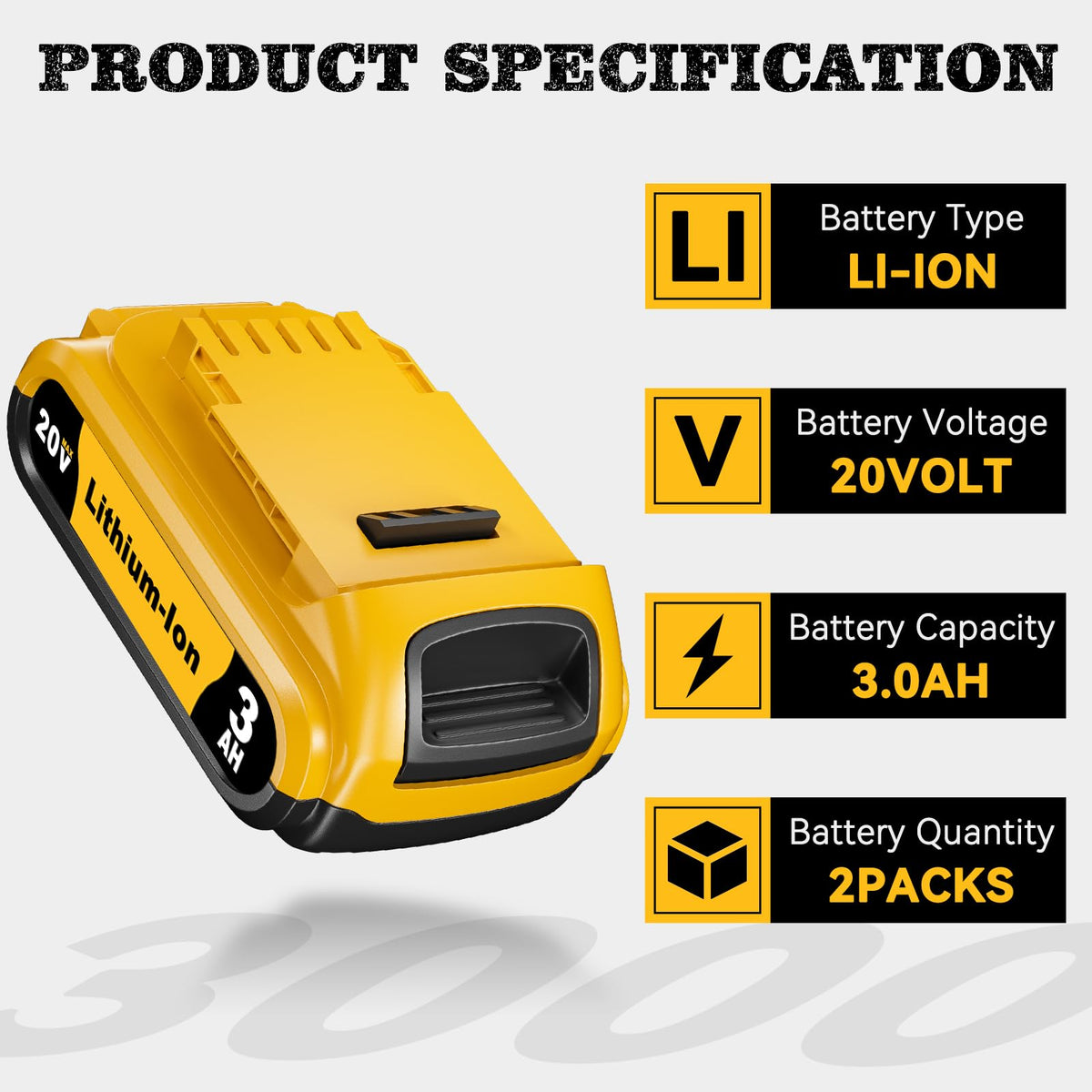 2 Packs 3.0Ah Lithium-Ion Battery P8566