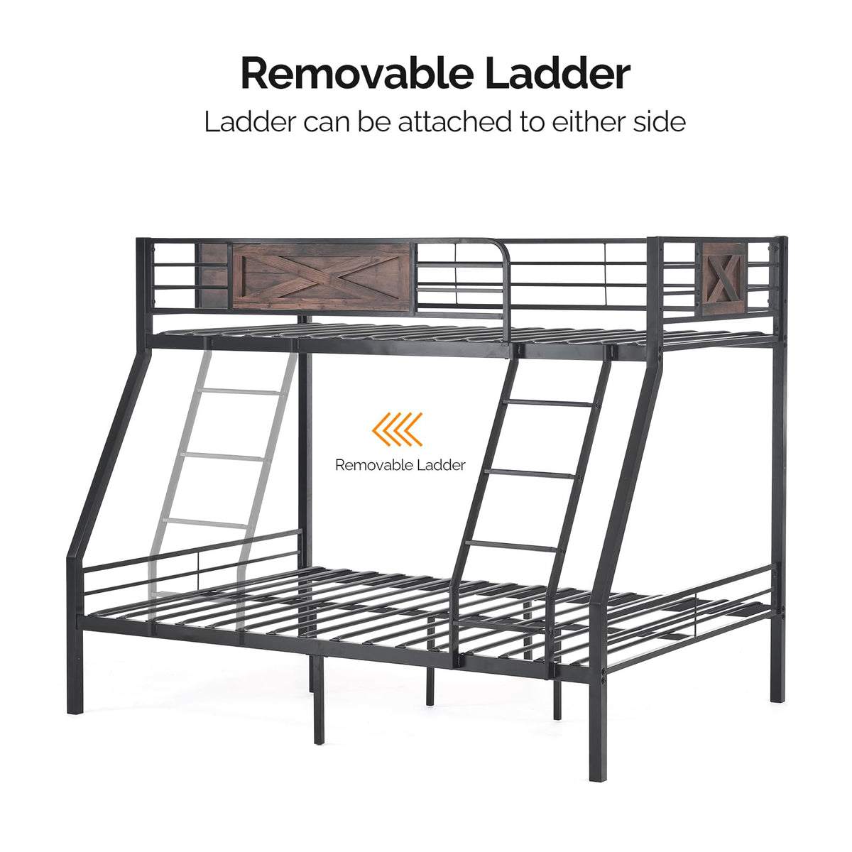 Twin Over Full Metal Bunk Bed with 2 Storage Drawers X4734