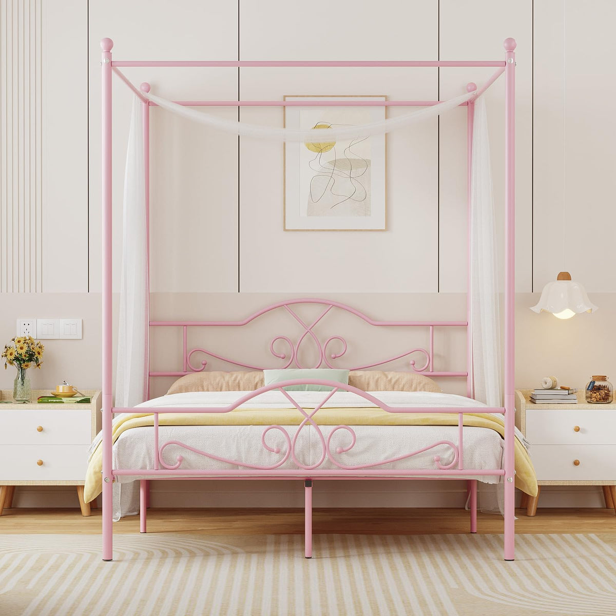 Full Size Canopy Bed Frame with 4 Posters G927