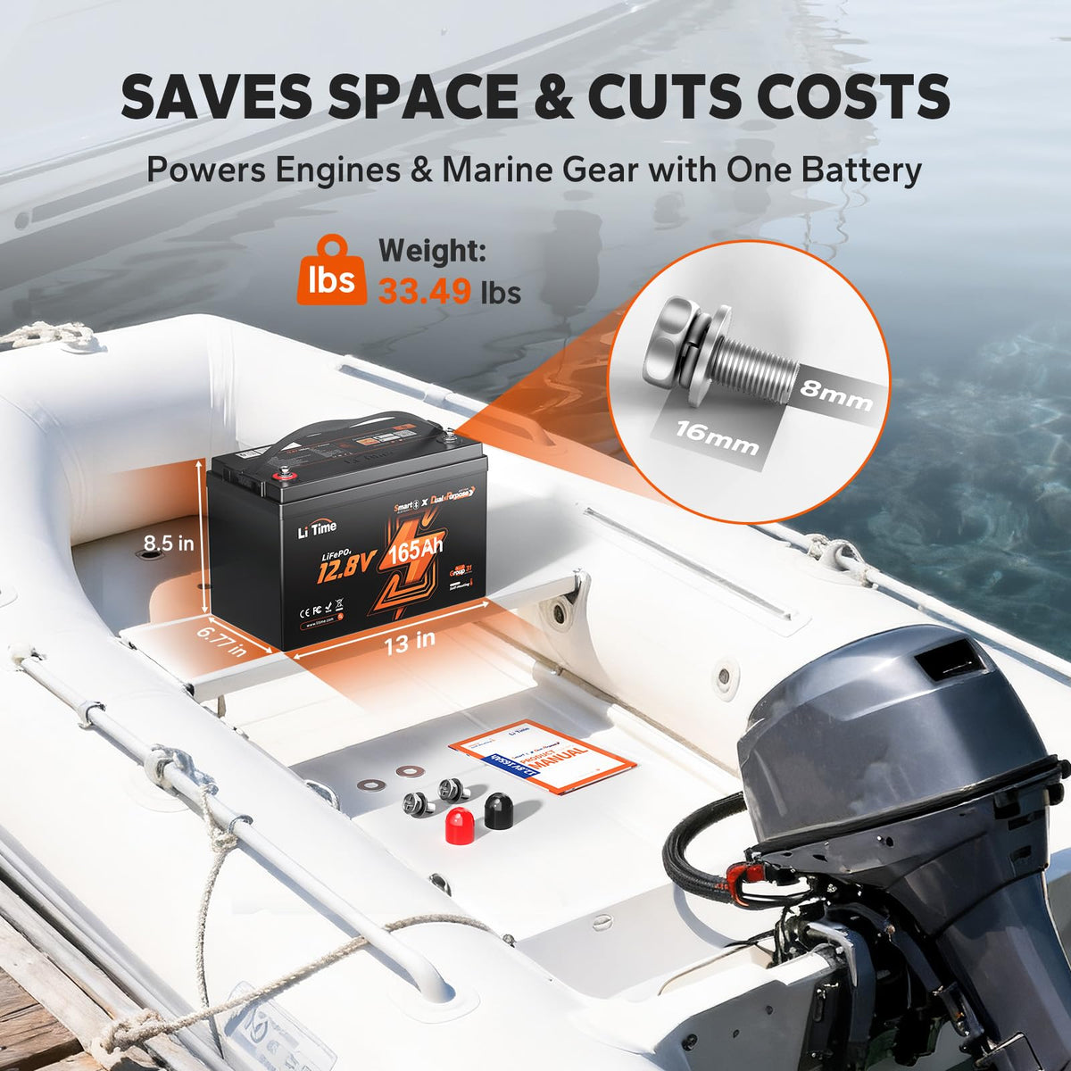 12V 165Ah Dual Purpose LiFePO4 Battery M1125
