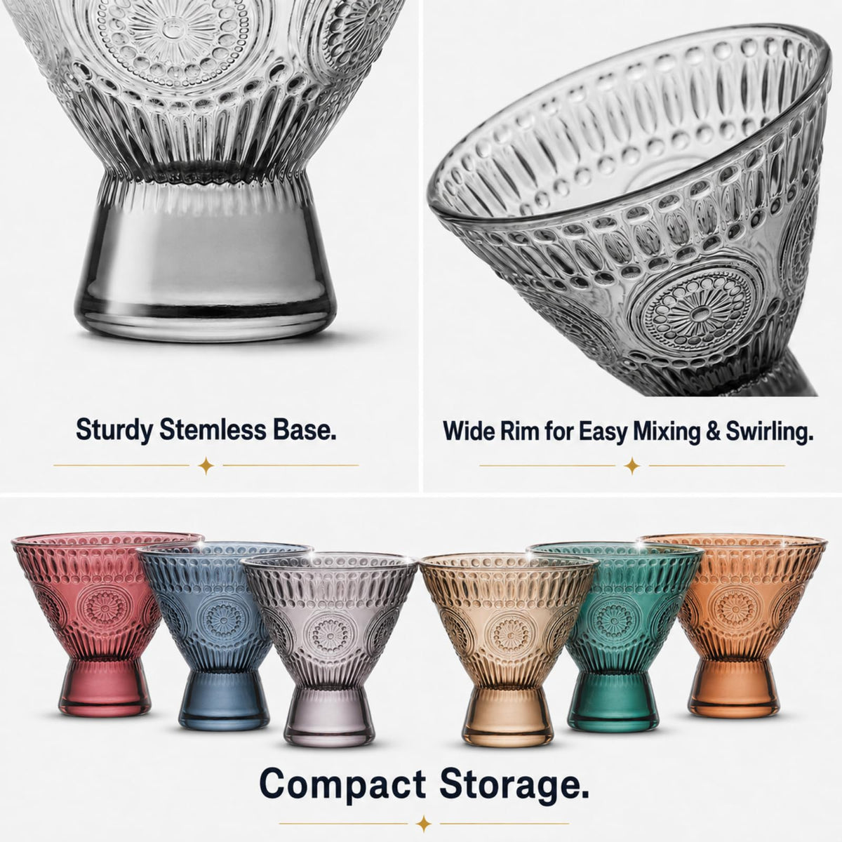 Stemless Martini & Cocktail Glasses Set of 6 L901891