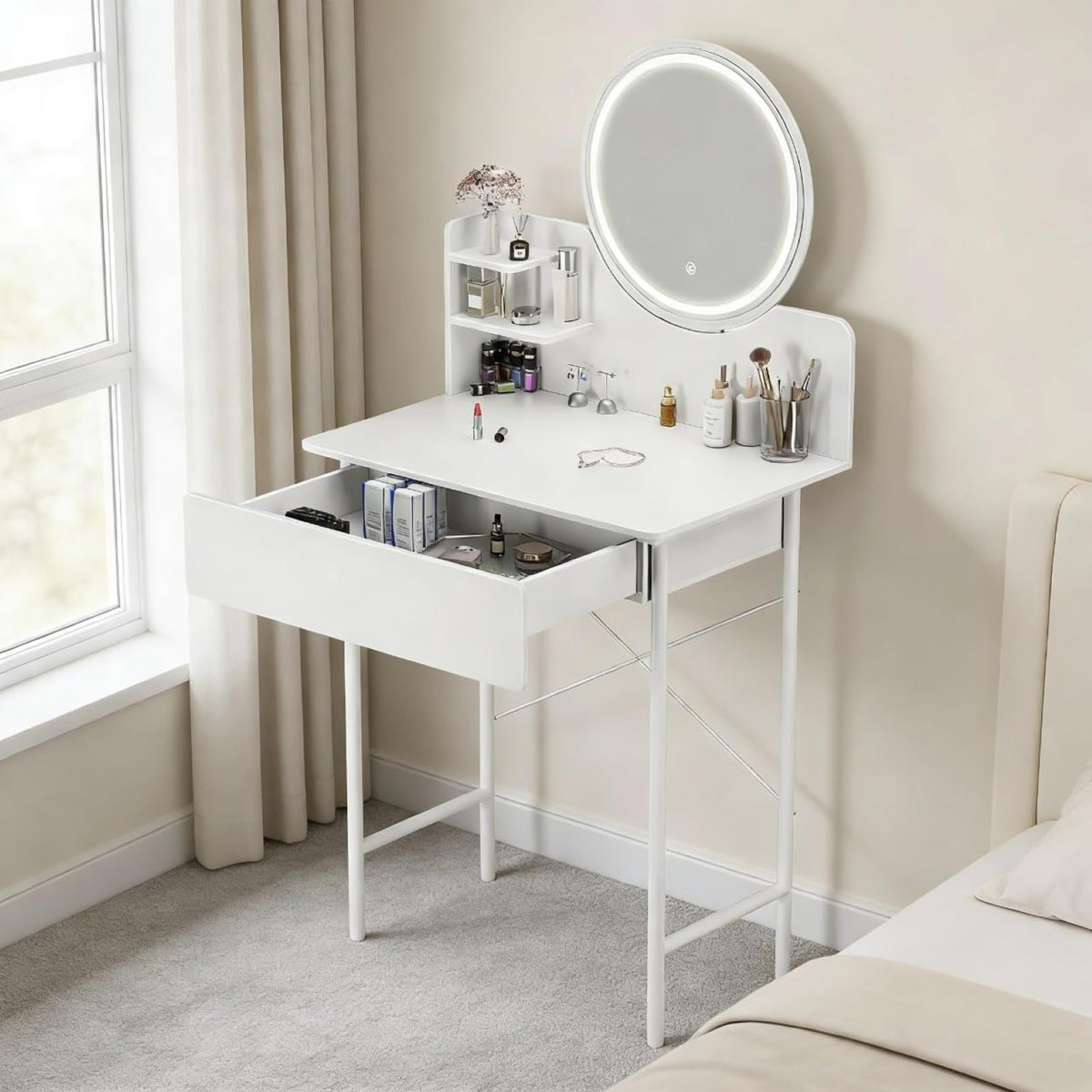 Vanity Desk with Mirror and LED Lights H792