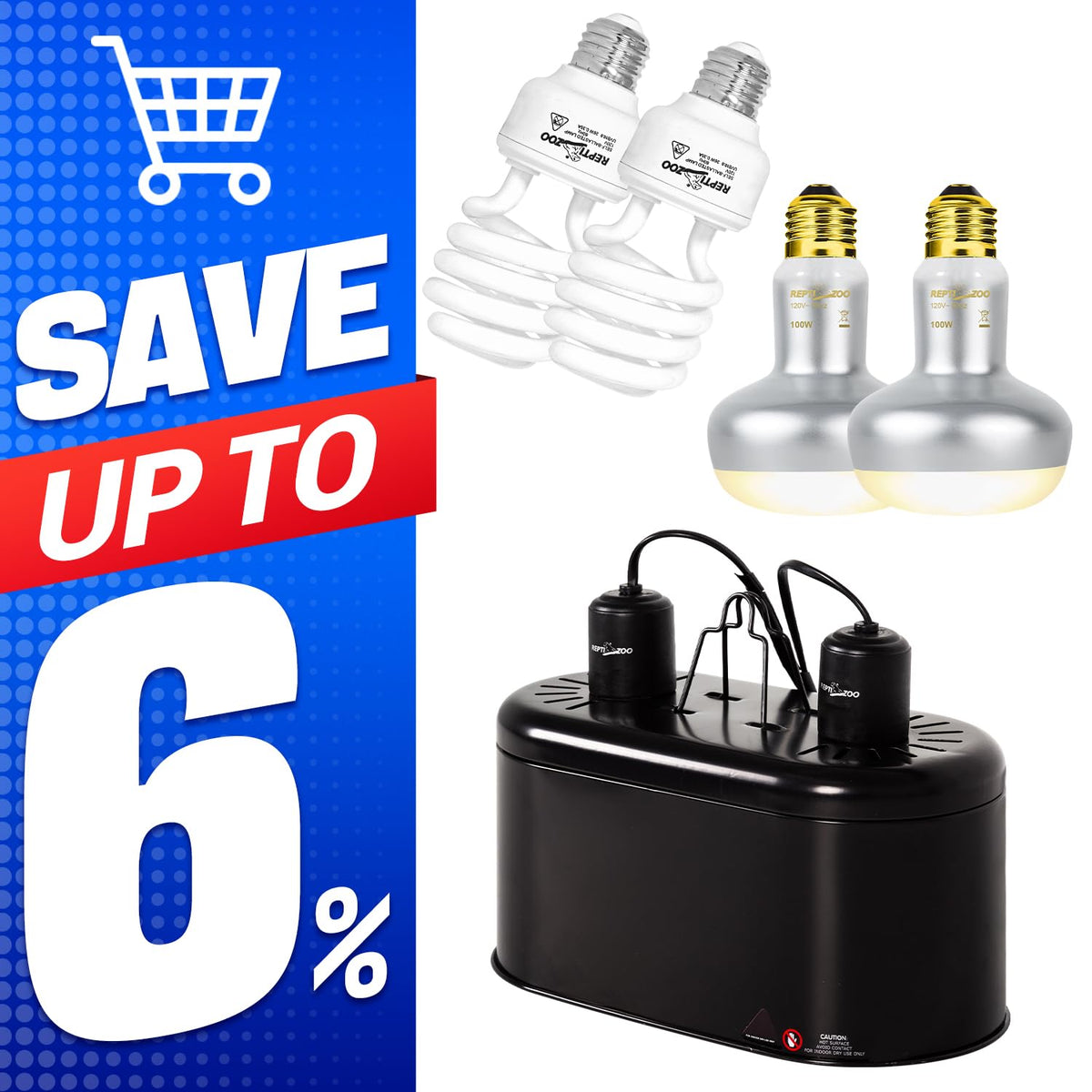 100W Basking Spot Light & 26W UVA UVB Bulb Combo Pack S928624
