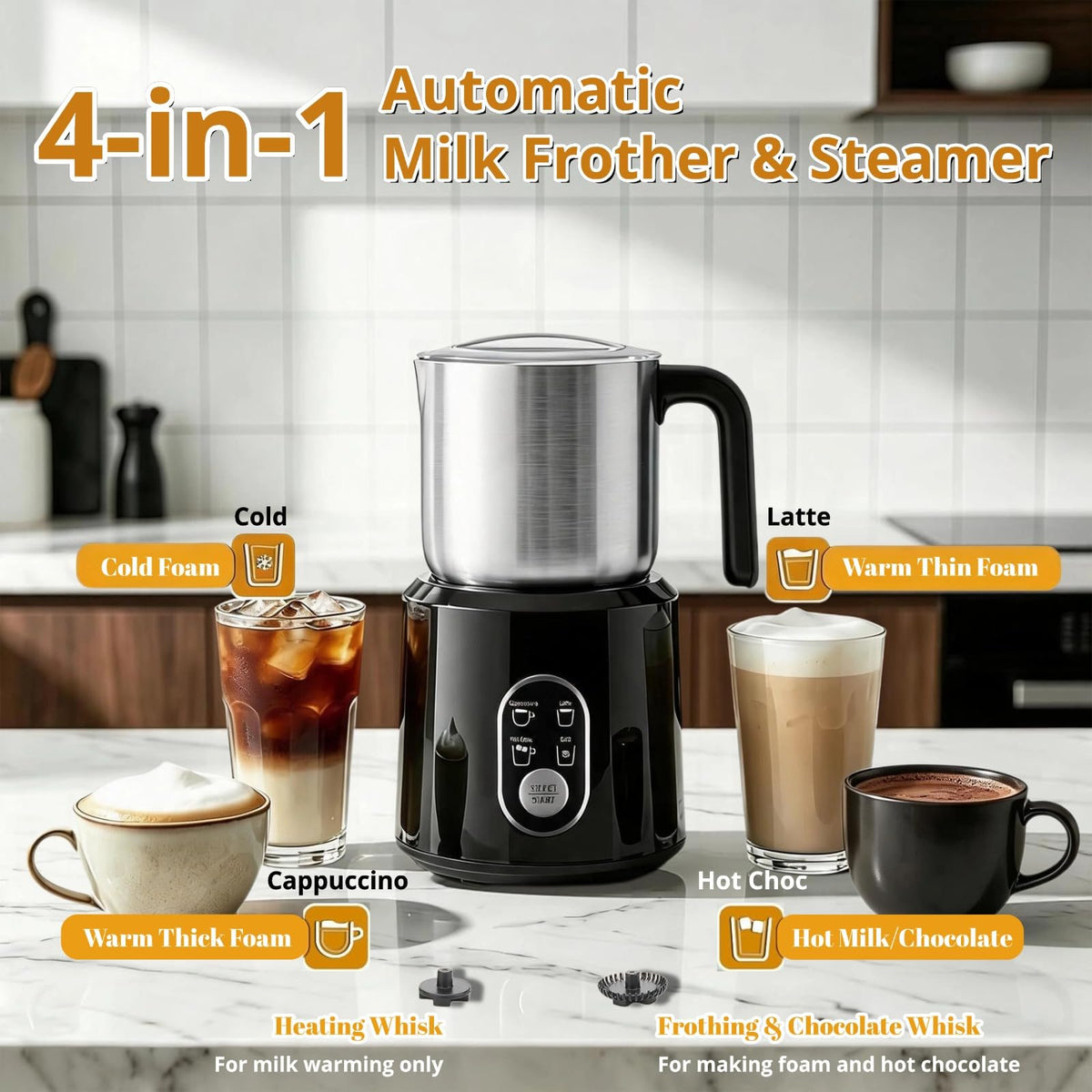 Detachable Milk Frother and Steamer 11.8oz R255