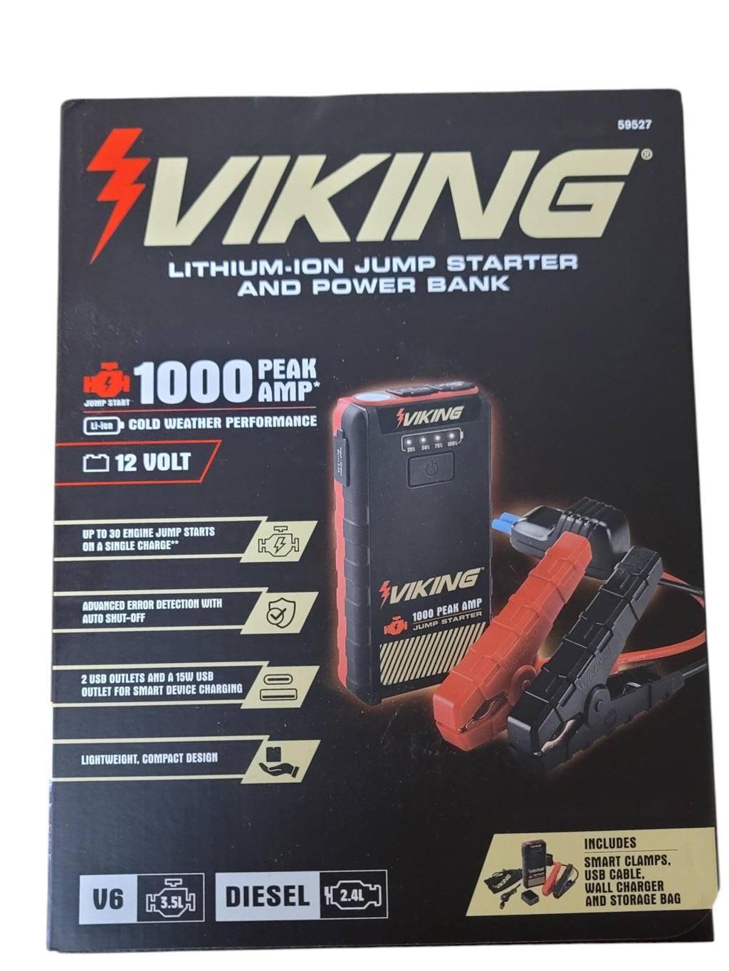 1000 Peak amp Lithium-ion Jump Starter and Power Bank S48425