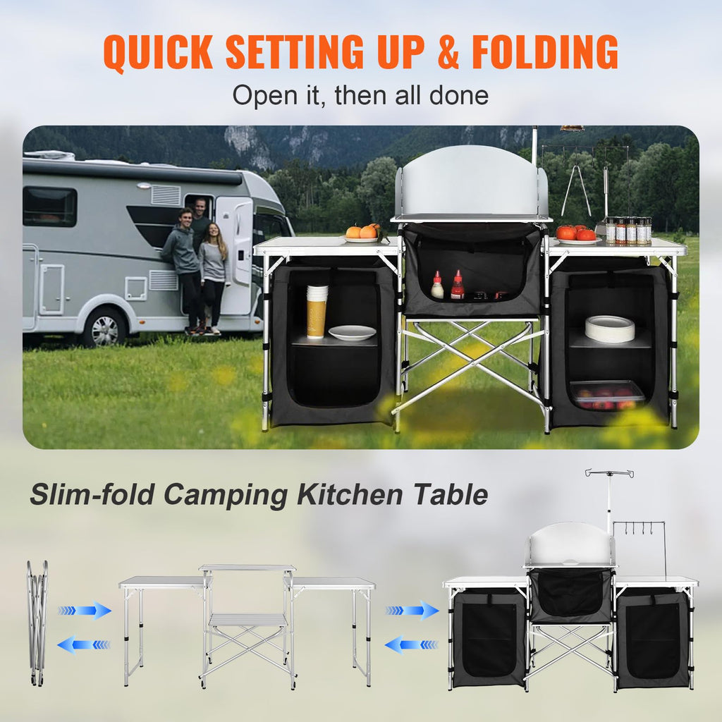 Folding Aluminum Camping Kitchen Table with Storage Bag P253604