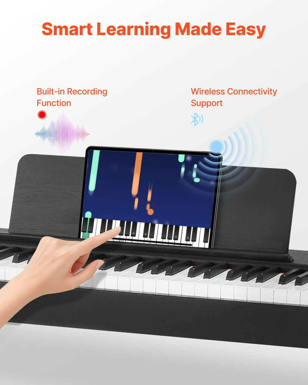 88 Keys Weighted Digital Piano with Furniture Stand and Triple Pedal, Black M262