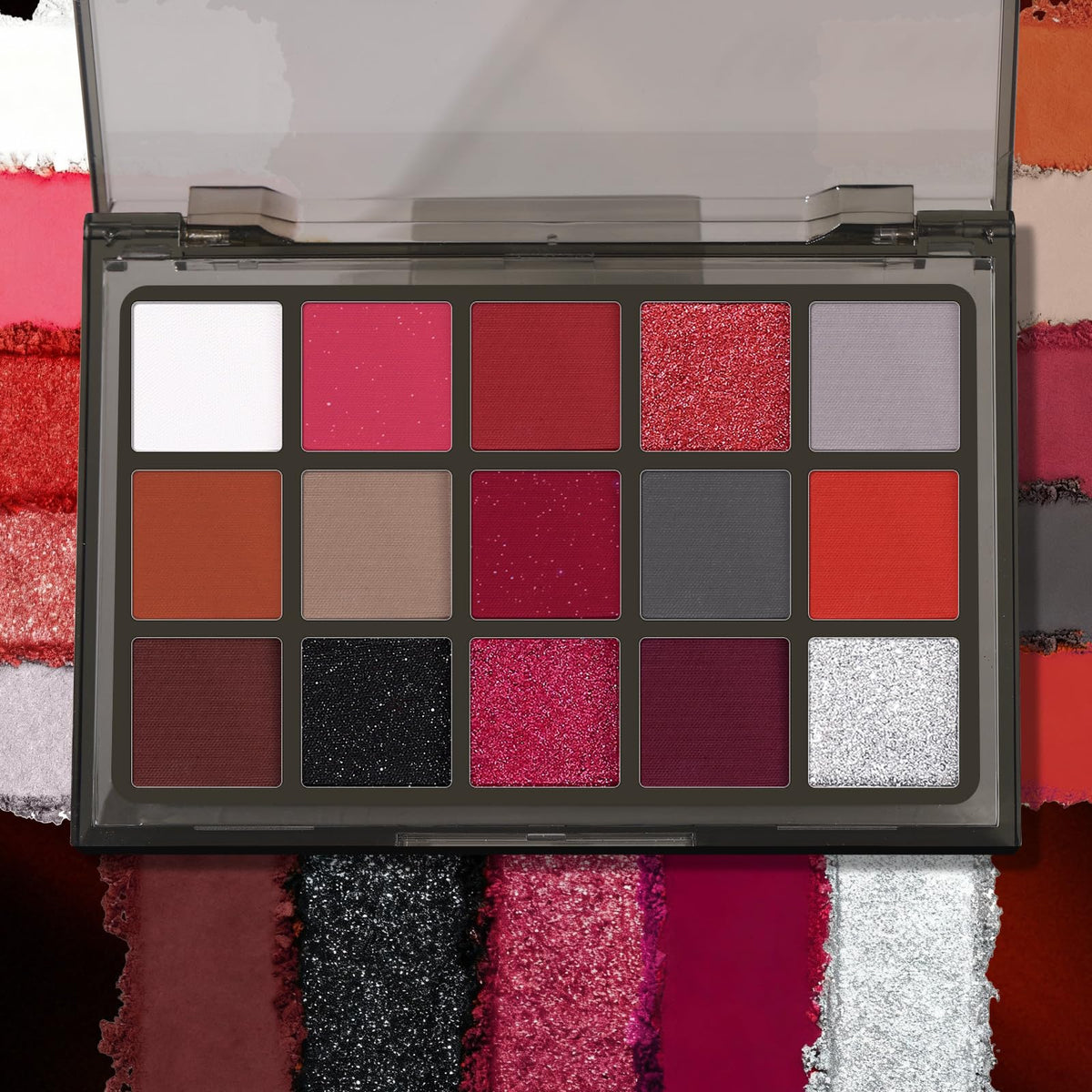 Red 15 Colors Shimmer Matte Glitter Metallic Eyeshadow Palette I854