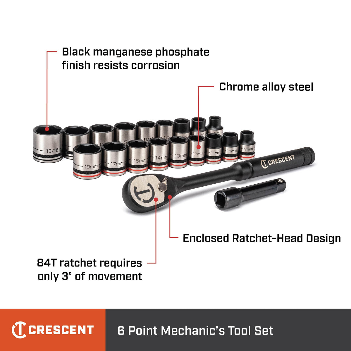 20 Piece 3/8" Drive 6 Point SAE/Metric Mechanics Tool Set G762471