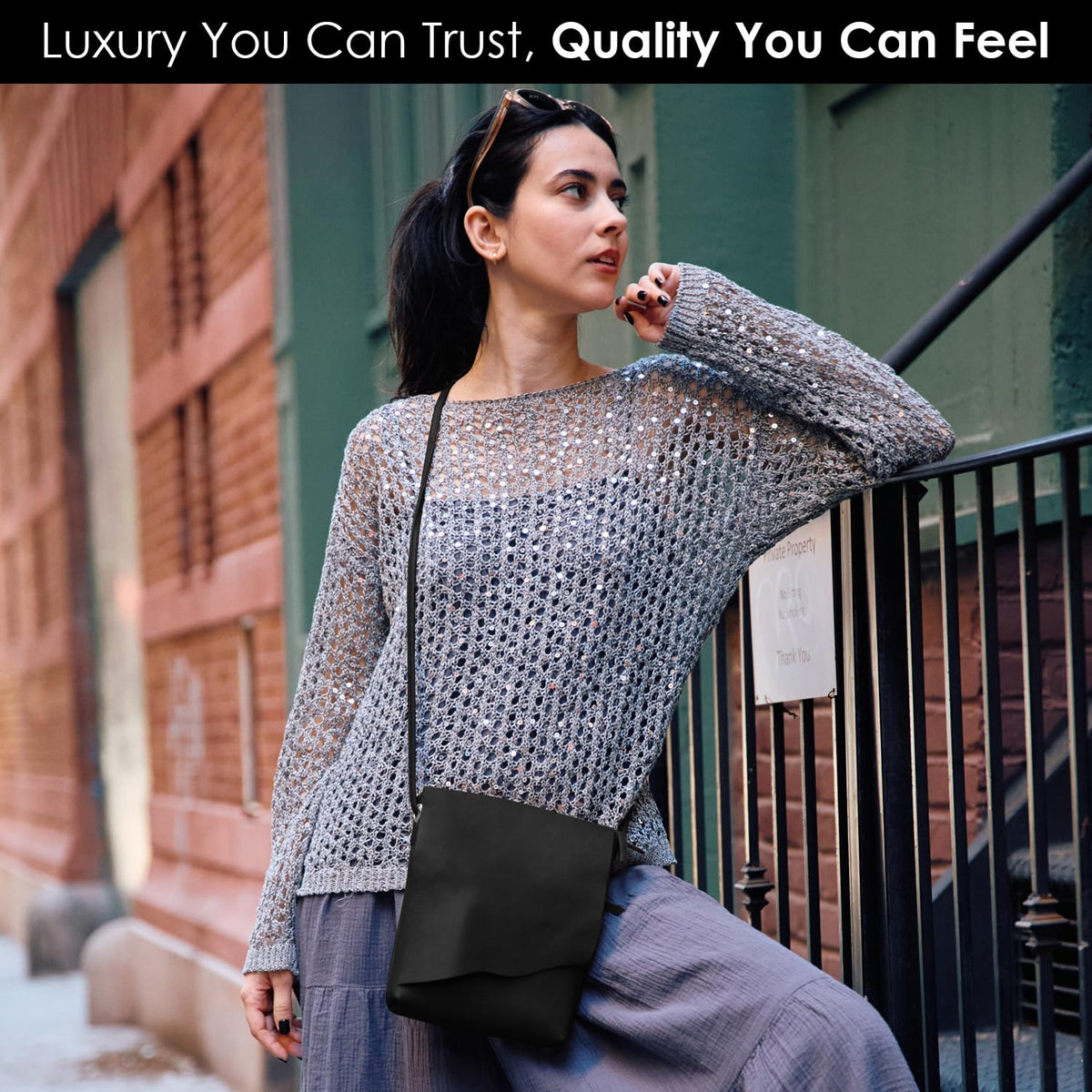 Leather Mini Crossbody Bag with RFID Blocking X53419