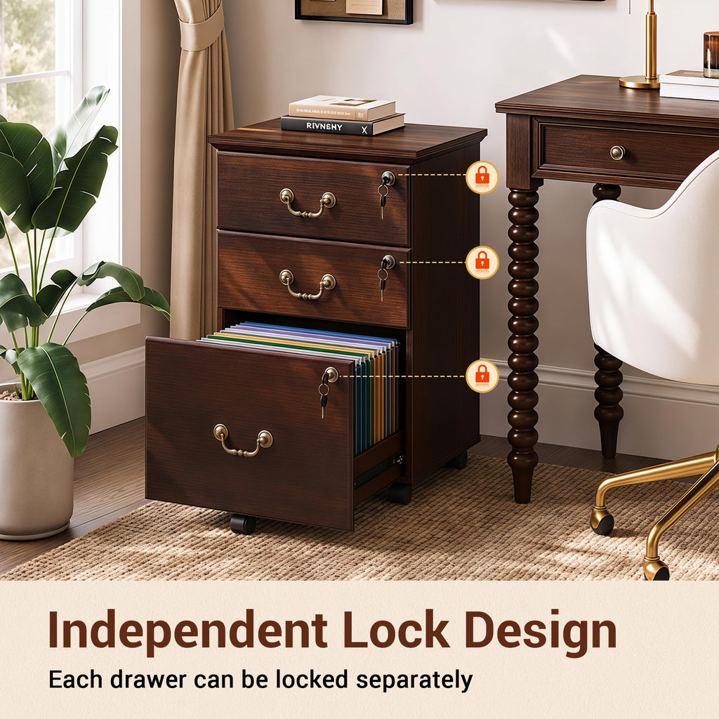 3 Drawer Wood File Cabinet with Lock G779340