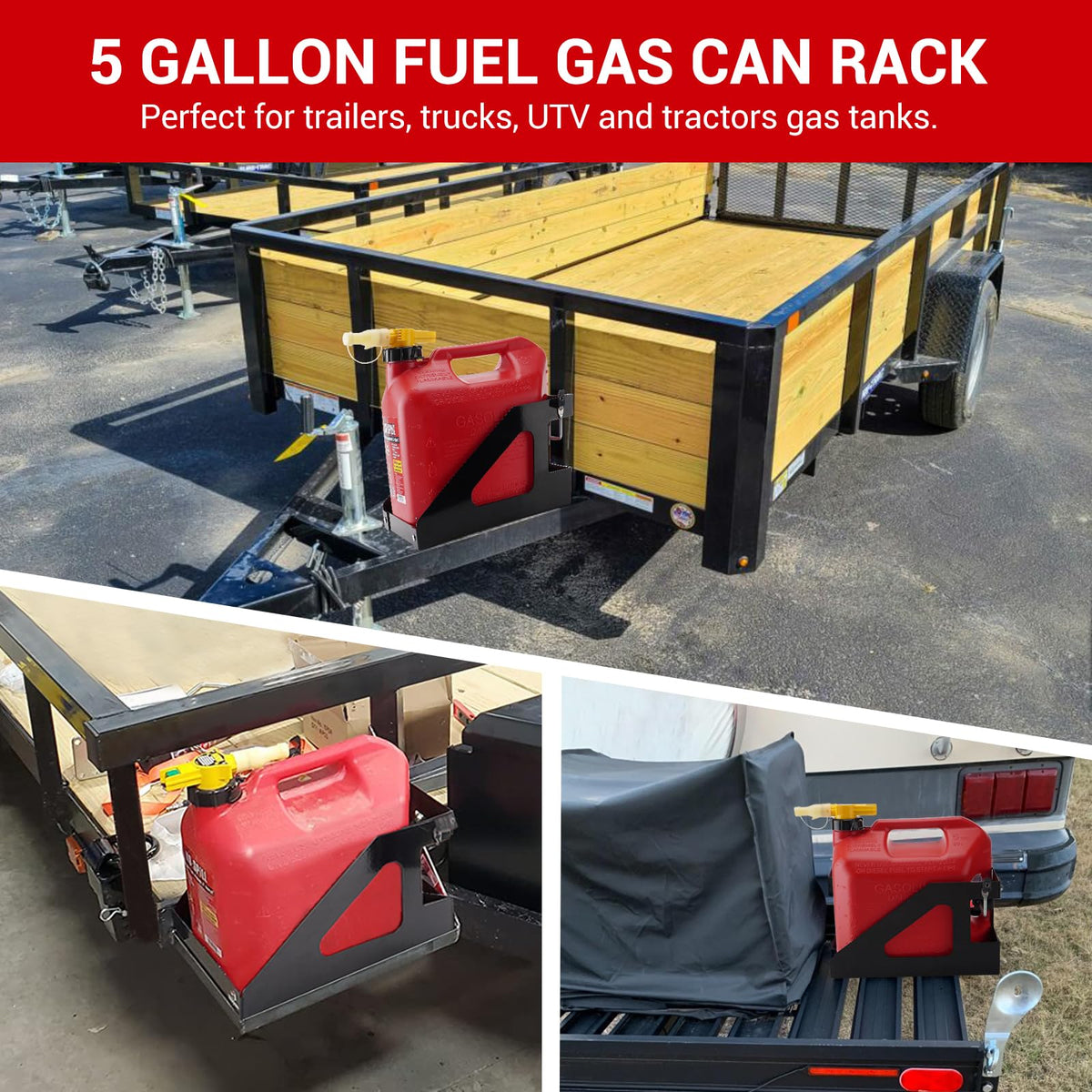 5 Gallon Trailer Gas Can Holder Rack X9839
